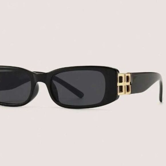 NWT, Elegant Black and Gold Square Frame Fashion Glasses - Picture 1 of 2